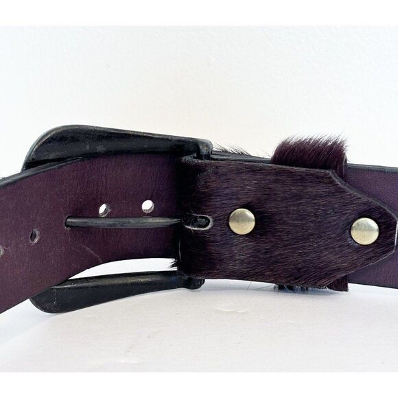 Vintage Brown Leather Pony Hair Belt Hickok Belt Makers Med/Large